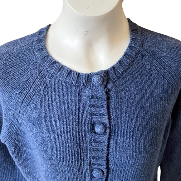 Liz Claiborne Vintage Blue Cotton Cardigan Sweater Medium Button Front Retro - Picture 5 of 8